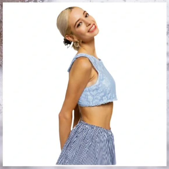 Lace Crop Top by POL in Crystal Blue - Picture 3 of 8